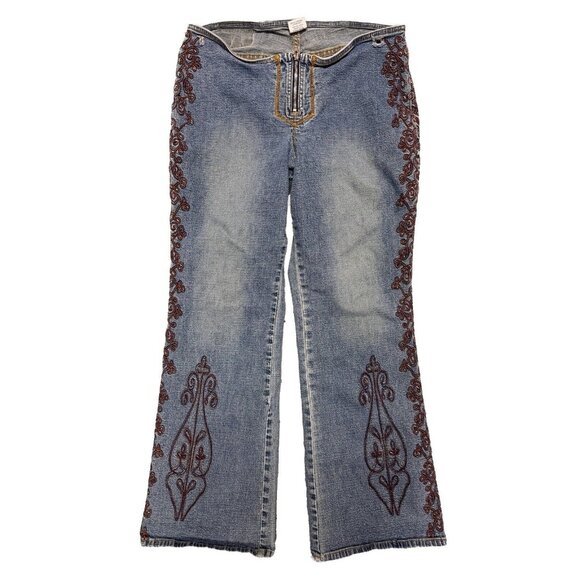Z. Cavaricci Blue Jeans with Brown Embroidery - Picture 1 of 16